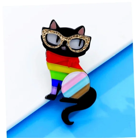 Colorful Acrylic Cat Pin NWOT - Picture 4 of 6